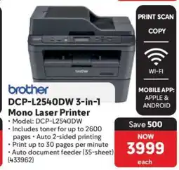 Makro DCP-L2540DW 3-in-1 Mono Laser Printer offer