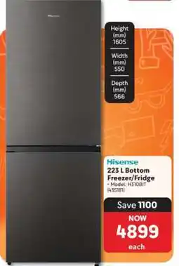 Makro Hisense 223 L Bottom Freezer Fridge offer