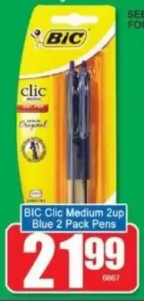 A5 Cash & Carry BIC Clic Medium 2up Blue Pens offer