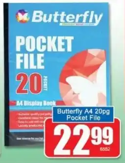 A5 Cash & Carry Butterfly A4 20pg Pocket File offer