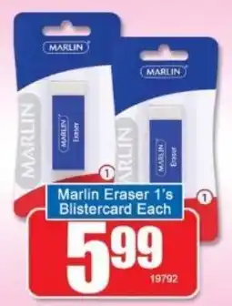 A5 Cash & Carry Marlin Eraser Blistercard offer
