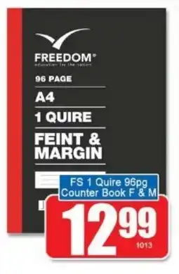 A5 Cash & Carry FS 1 Quire 96pg Counter Book F & M offer