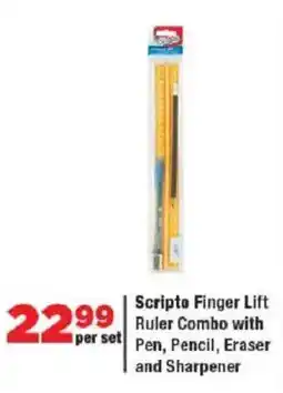 OK Grocer Scripto Finger Lift Ruler Combo with Pen, Pencil, Eraser and Sharpener offer