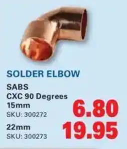 Cashbuild Solder elbow sabs offer