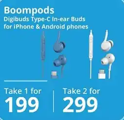 Cellucity Boompods Digibuds Type-C In-ear Buds for iPhone & Android phones offer