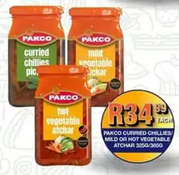 Take 'n Pay Pakco curried chillies/ mild or hot vegetable atchar offer
