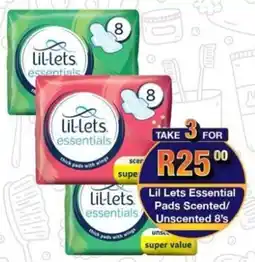 Take 'n Pay Lil Lets Essential Pads Scented/ Unscented offer