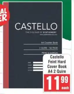 Frontline Castello Feint Hard Cover Book A4 2 Quire offer