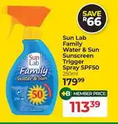 Dis-Chem Sun Lab Family Water & Sun Sunscreen Trigger Spray SPF50-250ml offer