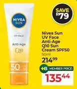 Dis-Chem Nivea Sun UV Face Anti Age Q10 Sun Cream SPF50-50ml offer