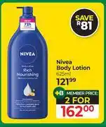 Dis-Chem Nivea Body Lotion-For 2 x 625ml offer