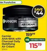 Dis-Chem Garnier AHA + BHA With Charcoal Daily Mattifying Air Cream-50ml offer
