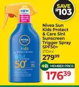 Dis-Chem Nivea Sun Kids Protect & Care 5 In 1 Sunscreen Trigger Spray SPF50+-270ml offer