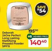 Dis-Chem Deborah 24 Ore Perfect Long Lasting Mattifying Pressed Powder SPF15 offer
