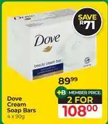 Dis-Chem Dove Cream Soap Bars-For 2 x 4 x 90g offer