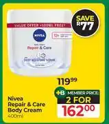 Dis-Chem Nivea Repair & Care Body Cream-For 2 x 400ml offer