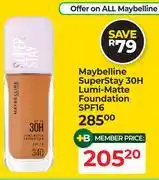 Dis-Chem Maybelline Super Stay 30H Lumi Matte Foundation SPF16 offer