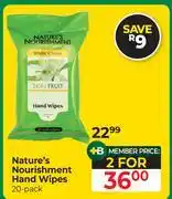 Dis-Chem Nature's Nourishment Hand Wipes 20 Pack-For 2 offer