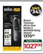 Dis-Chem Braun Trimmer All In One Series 5 AIO5520 Body Shaver offer