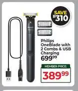 Dis-Chem Philips One Blade With 2 Combs & USB Charging offer