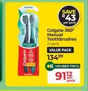 Dis-Chem Colgate 360 Degree Manual Toothbrushes 2 Pack offer