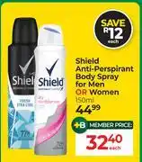 Dis-Chem Shield Anti Perspirant Body Spray For Men Or Women-150ml offer