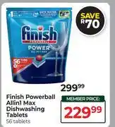 Dis-Chem Finish Powerball Allin1 Max Dishwashing Tablets-56 Tablets offer