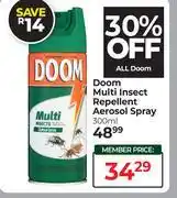 Dis-Chem Doom Multi Insect Repellent Aerosol Spray-300ml offer