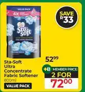 Dis-Chem Sta-Soft Ultra Concentrate Fabric Softener-For 2 x 800ml offer