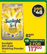 Dis-Chem Sunlight 5 In 1 Auto Washing Powder-For 2 x 2kg offer
