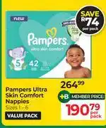 Dis-Chem Pampers Ultra Skin Comfort Nappies Size 1-6- Per Pack offer