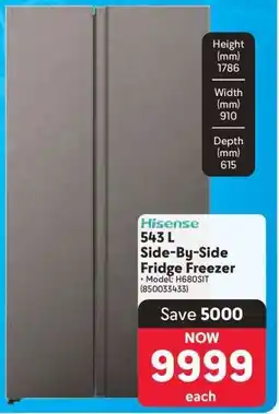 Makro Hisense 543 L Side-by-Side Fridge/Freezer offer