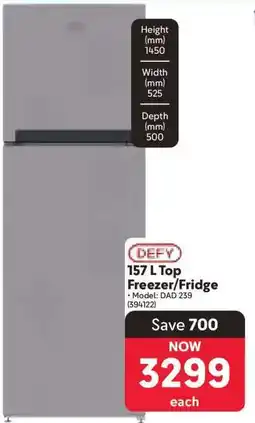 Makro DEFY 157 L Top Freezer/Fridge offer