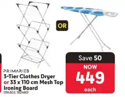 Makro 3-Tier Clothes Dryer or 33 x 110 cm Mesh Top Ironing Board offer