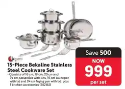 Makro 15-Piece Bekaline Stainless Steel Cookware Set offer