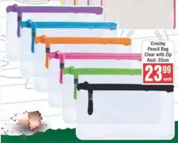 Frontline Croxley Pencil Bag Clear with Zip offer