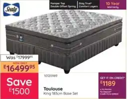 Bradlows Sealy Toulouse King 183cm Base Set offer