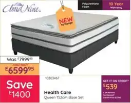 Bradlows Cloud Nine Health Care Queen 152cm Base Set offer