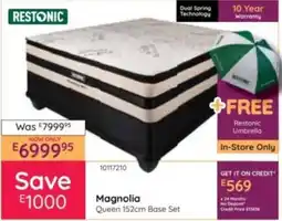 Bradlows Restonic Magnolia Queen 152cm Base Set offer