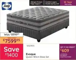 Bradlows Sealy Evoque Queen 183cm Base Set offer