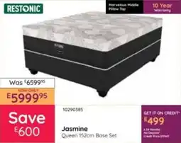 Bradlows Restonic Jasmine Queen 152cm Base Set offer