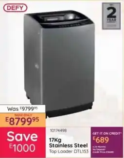 Bradlows Defy Stainless Steel Top Loader offer