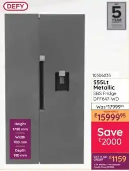 Bradlows Defy Metallic SBS Fridge offer