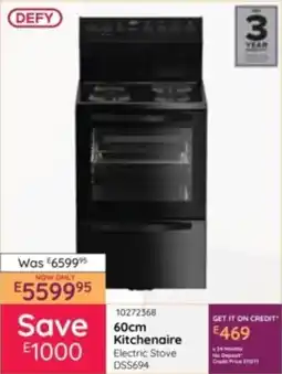 Bradlows Defy Kitchenaire Electric Stove offer