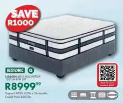 Beares Restonic lisbon mk3 pillowtop 152cm bed set offer