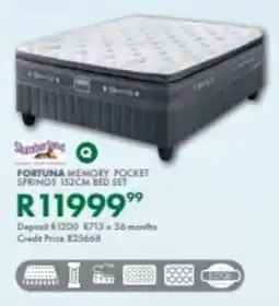 Beares Slumberland fortuna memory pocket springs 152cm bed set offer