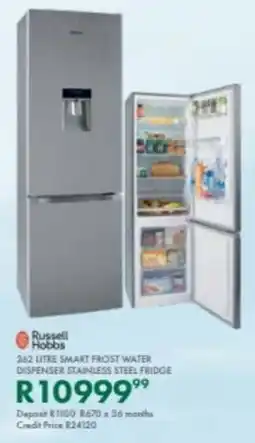 Beares Russell hobbs smart frost water dispenser stainless steel fridge offer