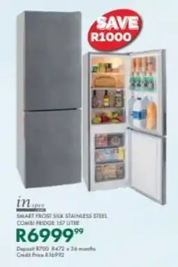 Beares Inspire smart frost silk stainless steel combi fridge offer