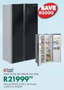 Beares Russell hobbs dark glass sbs fridge offer