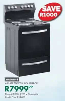 Beares Kelvinator 4-plate stove black mirror offer